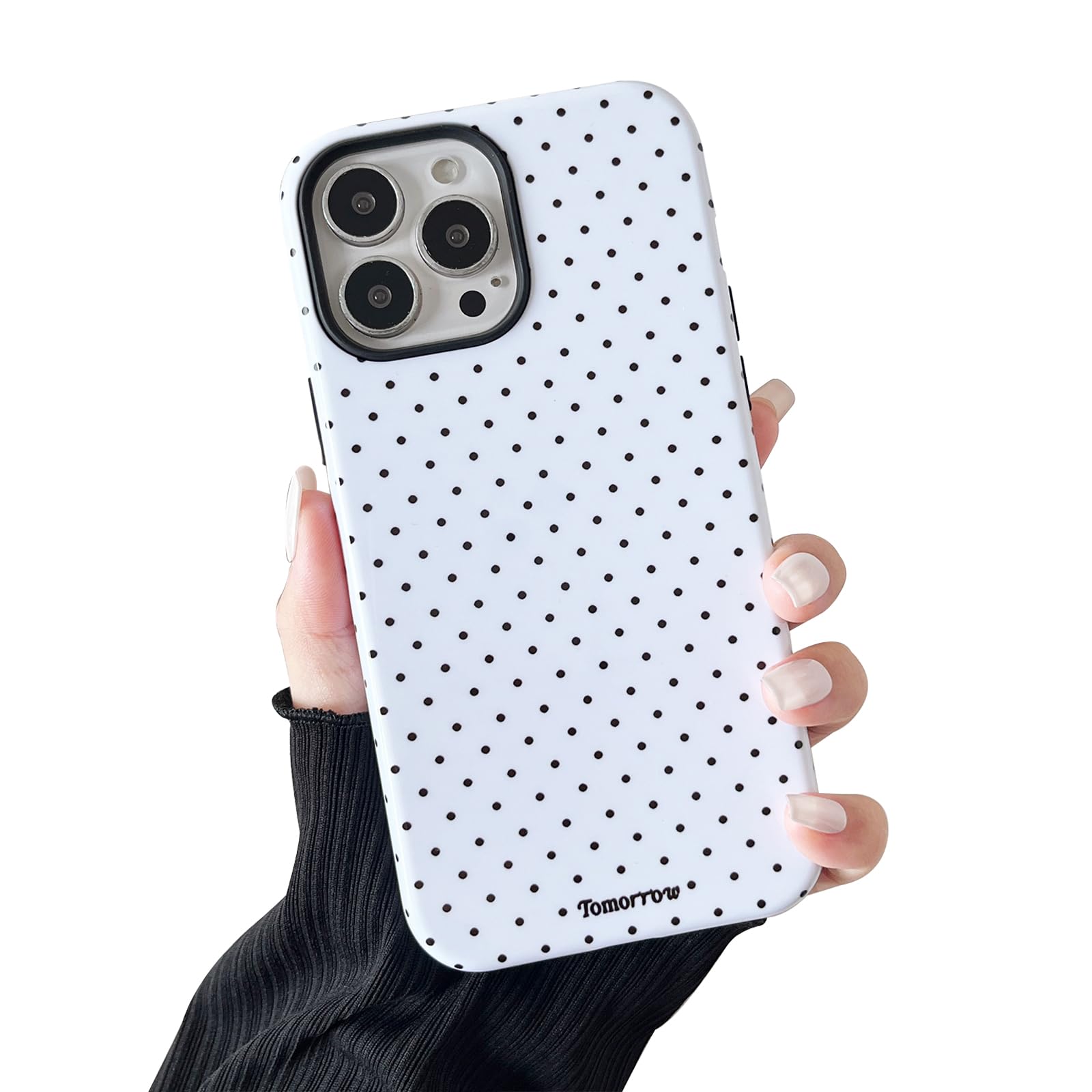 branple Compatible with iPhone 12 Pro Max Case, Simple Cute Aesthetic Polka Dot Pattern with Shockproof Soft TPU and Hard PC Protective Phone Case for Women Designed for iPhone 12 Pro Max 6.7"-White