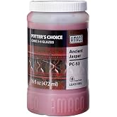 AMACO Potter's Choice Glaze, 16 oz. (473 mL), PC-53 Ancient Jasper | Layerable Mid-High Fire Cone 5-6 (PC) Liquid Ceramic Pottery Glaze for Bisque, Pint, Olive Green Red, #35460E