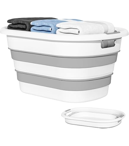 Paniers À Linge Pliables Panier a Linge Plastique avec Roues À 360 Chariot a Roulette Pliable pour La Maison, Le Dortoir, La Buanderie Beige/Blanc(White,36 * 19 * 47cm