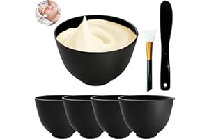 Bigwinyep 7Pcs Silicone Mixing Bowls, Silicone Bowls for Facials, DIY Face Mask Mixing Bowl for Home Salon Spa Face Skin Applicator Bowl, Black