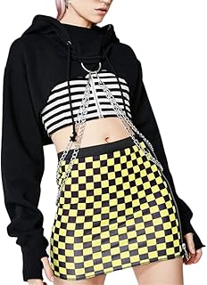 Baoblaze Frauen Mode Langarm Pullover Hoodie Crop Top Metallkette Sweatshirt - Schwarz, M