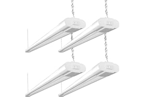 BBOUNDER 4 Pack Linkable LED Utility Shop Light, 4 FT, 4000 LM, 48 Inch Integrated Fixture for Garage, 40W Equivalent 250W, 5000K Daylight, Surface + Suspension Mount, White