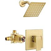 Esnbia Shower Kit, Shower Faucet Set（Valve Included) with 6-Inch Rain Shower Head, Single-Handle Shower Trim Kit, Brushed Gol