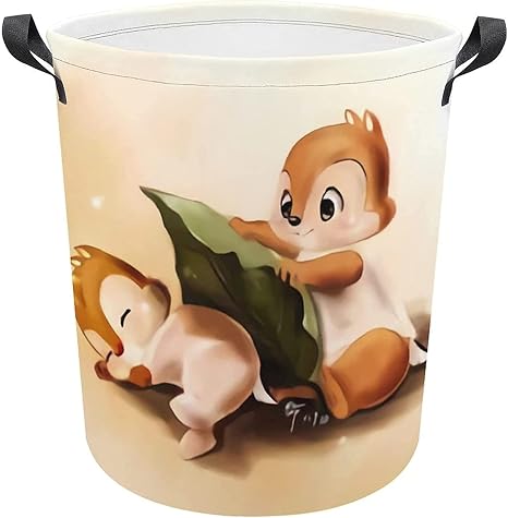 Amazon チップとデール ランドリーバスケット ランドリーかご 収納バッグ 洗濯かご 大容量 衣類 玩具 雑物収納 スリム おしゃれ 防水 取っ手付き 折りたたみ アニメ キャラクター かご バスケット オンライン通販