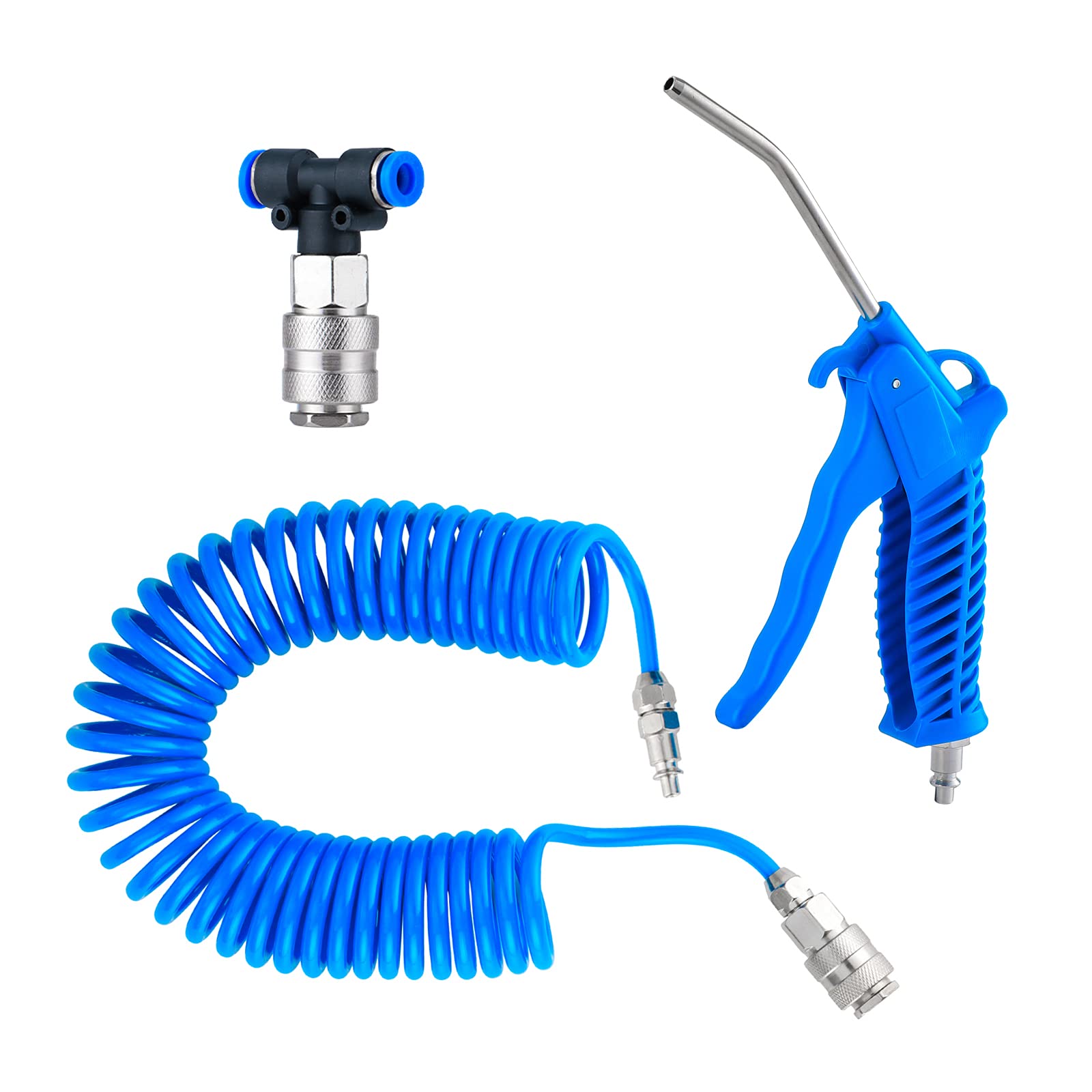 Knpwer Air Blow Gun with 5 Metre,Recoil Cleaning Hose Tools Heavy Duty Air Duster for Lorry Truck Car