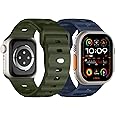 Sport Bands Compatible with Apple Watch Ultra 2 Band/Apple Watch Ultra Band 49mm 45mm 44mm 42mm for Men, Soft Silicone Wristbands Waterproof Replacement Strap for iWatch Series 9 8 7 6 5 4 SE, 2 Pack
