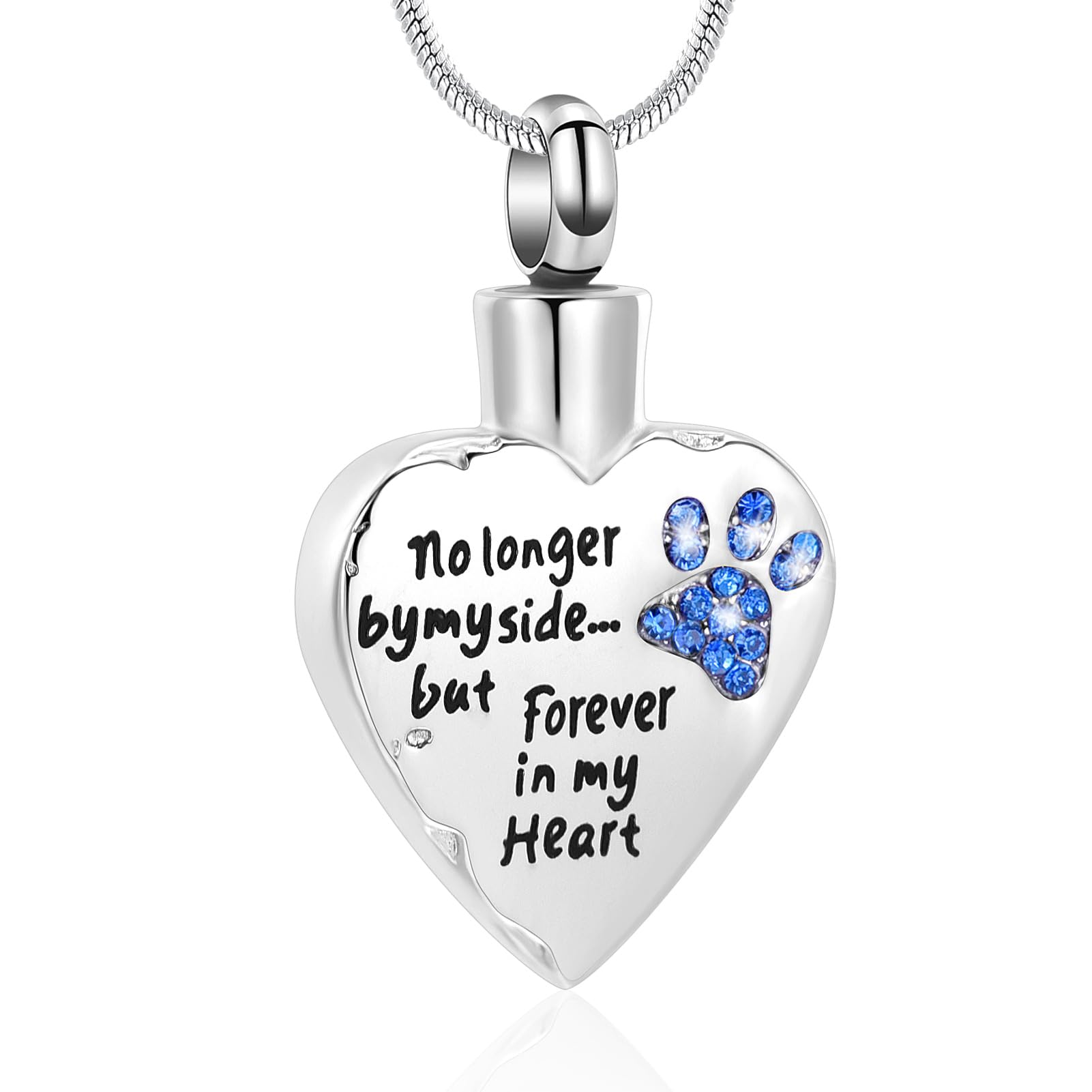 Minicremation Urn Necklaces for Ashes No Longer by My Side,But Forever in My Heart Carved Locket Cremation Urn Necklace for Pet Dogs Cats Ashes
