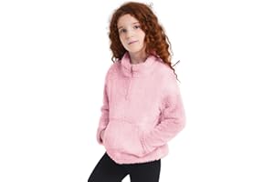 QPANCY Girls Tie Dye Sherpa Pullover Quarter Zip Casual Fuzzy Fleece Sweatshirt with Pocket