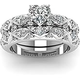 Psiroy CZ Bridal Ring Set Wedding Band for Women, 925 Sterling Silver Plated Cubic Zirconia Stacking Engagement Promise Rings for Her