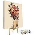 TUMOVO Paint by Number for Adults DIY Paint by Numbers Woman with Flowers on Her Head Paint by Numbers for Beginners Oil Hand Painting by Numbers Home Wall Decor Art Crafts Framed 16x20 inch