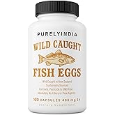 Purelyindia Wild-Caught Fish Eggs | Omega-3 DHA, EPA & ETA Supplement – Freeze-Dried, MSC-Certified, Non-GMO | Supports Heart, Brain & Immune Health | 2400mg, 120 Capsules