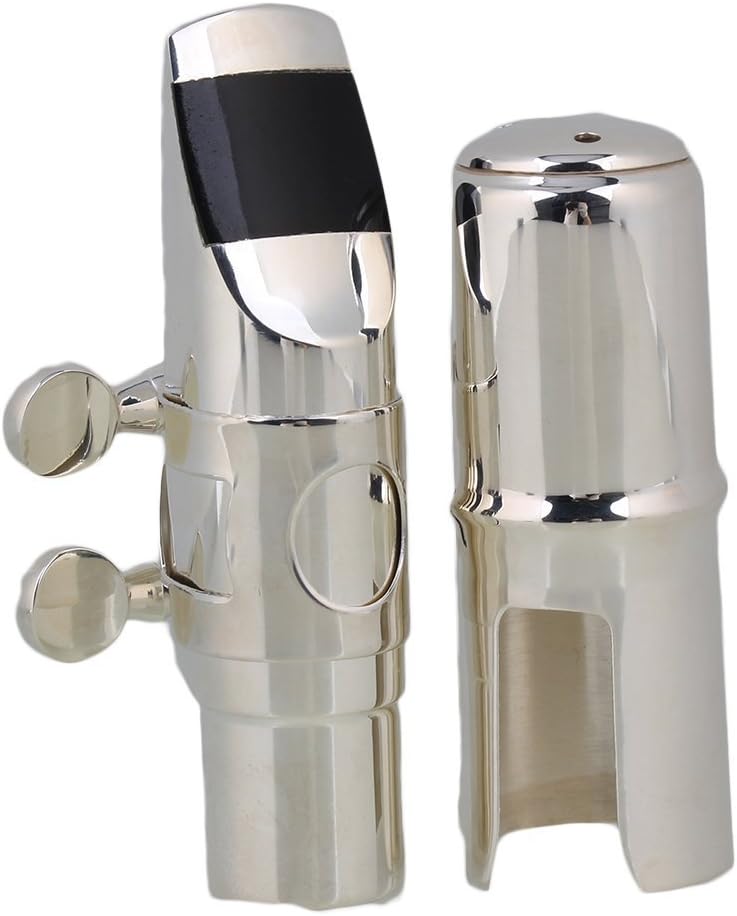 Surfing Nickel-plated B-flat Soprano Saxophone Mouthpiece with Ligature Reed Sliver (6#)