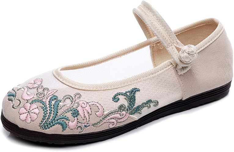 Amazon Aibao レディース ローファー スリッポン レースメッシュ 中華風 布靴 刺繍フラットシューズ 漢服靴 ダンス靴 可愛い 軽量 歩きやすい おしゃれ 妊婦 ママシューズ チャイナシューズ 22 5 Cm ホワイト ローファー スリッポン