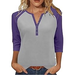 Womens 3/4 Sleeve Tops and Blouses Plus Size