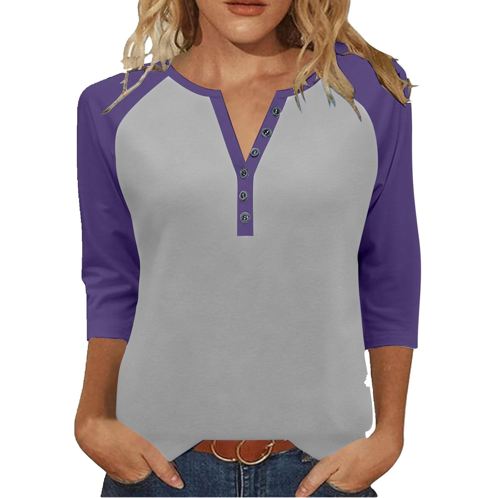 Womens 3/4 Sleeve Tops and Blouses Plus Size