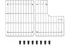 DPZM Stainless Steel Sink Protectors for Kitchen Sink, 23.2'' x11.6'' Sink Racks Compatible with Kohler Whitehaven K-6486 and K-6487, Sink Grid Sink Grate for Bottom of Kitchen Sink with Rubber Feet