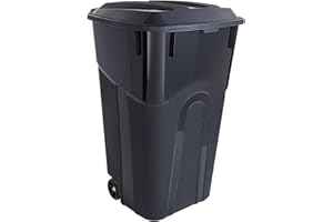 GENERIC 32 Gallon Wheeled Heavy Duty Plastic Garbage Can with Attached Lid – Smooth-Rolling Wheels, Reinforced Base for Patio, Garage, Yard & Indoor Use