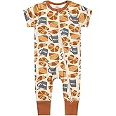Teach Leanbh Toddler Unisex Baby Bamboo Viscose Pajamas 2 Way Zipper Short Sleeve Footless Romper Jumpsuit Sleep and Play