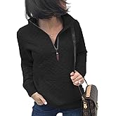Barlver Womens Fashion Quarter Zip Stand Collar Sweatshirts Long Sleeve Plain Casual Ladies Pullovers Shirts Tops