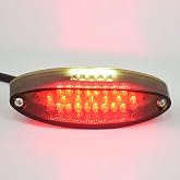DKMOTORK Motorcycle Tail Light, ATV Brake License Plate Rear Lights (Smoke) | with 28 LEDs Cateye, DC12V, Mini Taillight Fit for Suzuki Davidson Honda Kawasaki DR DRZ 650 400