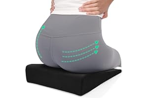 BUYUE Wedge Cushion for Butt Lift Women, Hard-Firm EVA Foam for Lift HIPS Up Fitness Training, Non-Slip Seat Cushion Pads for Desk Chairs, Car Seats, 15.7"x 12.5", Black