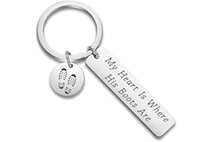 CYTING Military Gift My Heart Is Where His Boots Are Army Keychain Deployment Jewelry Gift For Soldier Military Wife/Mom