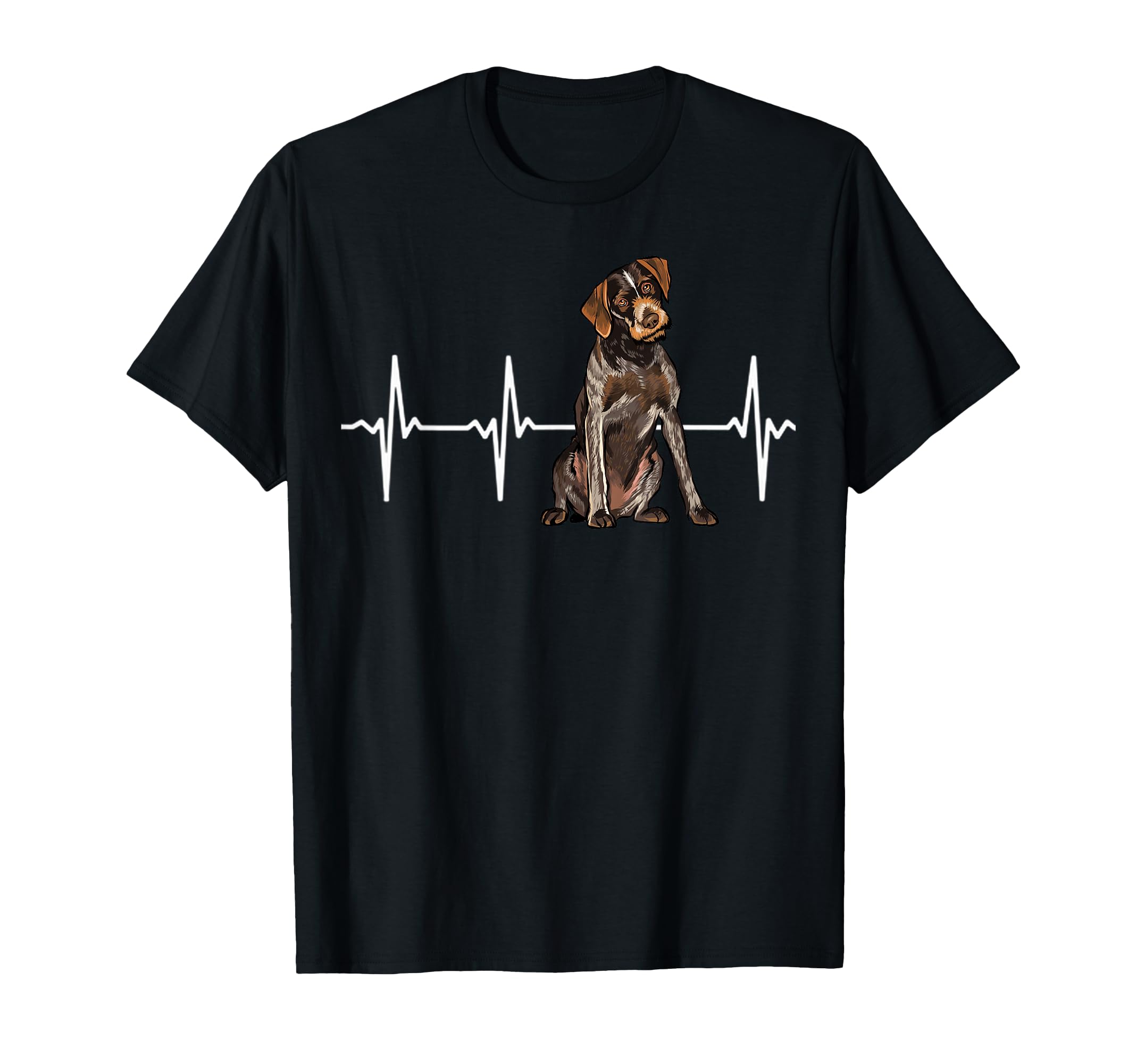 German Wirehaired Pointer Heartbeat Dog Lover T-Shirt