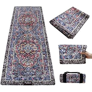 Plyopic Travel Yoga Mat | Foldable 3-in-1 Mat/Yoga Towel/Hygienic Mat Topper. Sweat-Grip Surface and Non-Slip Rubber Backing. For Yoga, Pilates, Fitness and Exercise | Portable and Eco-Friendly
