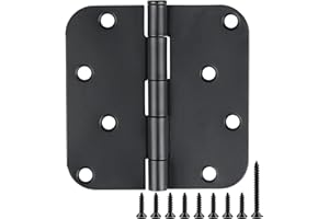 12 Pack Black Exterior Door Hinges 4 Inch Matte Black Door Hinges 4 Inch Black Hinges for Doors Rounded Edge 5/8" Radius Corners Door Hardware Security Commercial Grade Door Hinge 4"x 4" JIW