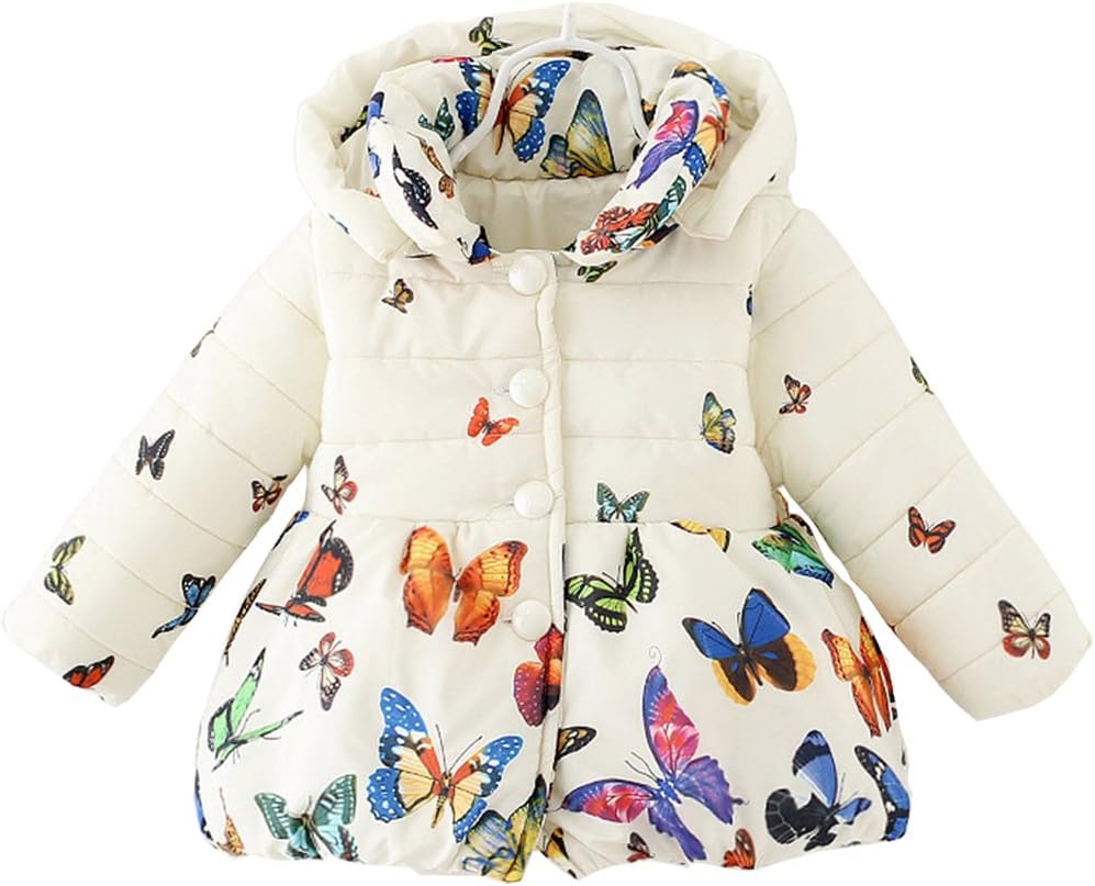 MINKIDFASHIONBaby Girls Winter Autumn Warm Butterfly Little Kids Toddler Jacket Coat