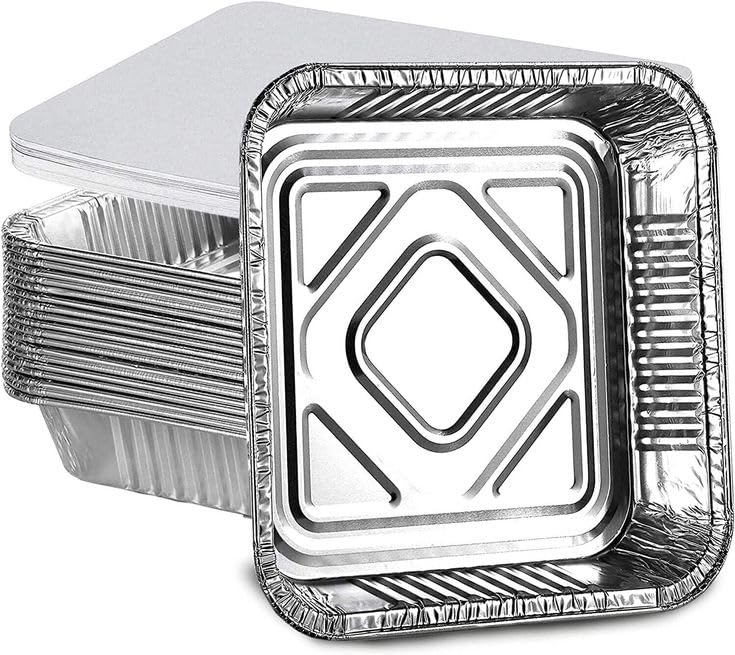 GSL 20 x Large Aluminium Foil Food Containers Trays 9" x 9" x 2" plus 20 Lids