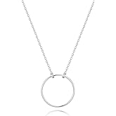 MJLULU Simple Minimal Karma Circle Sterling Silver Necklace 15mm