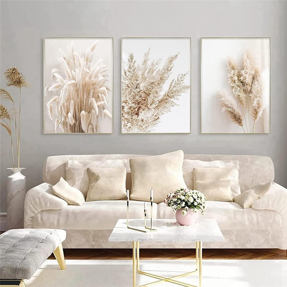 ZFTCN Set of 3 Boho Posters - Abstract Line Drawing Woman & Botanical Leaf Prints, Without Frame (10.3 Pieces - 50 x 70 cm)
