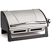 Cuisinart Grillster Portable Gas Grill, Stainless Steel Compact BBQ Grill with Locking Lid for Easy Transport, 8000 BTU Propa
