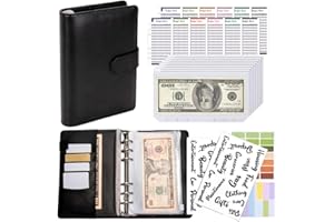 Envelopes Money Saving Challenge,Budget Binder Cash Envelopes A6 Money Saving Binder with Zipper envelopes for Office,Home,Sc