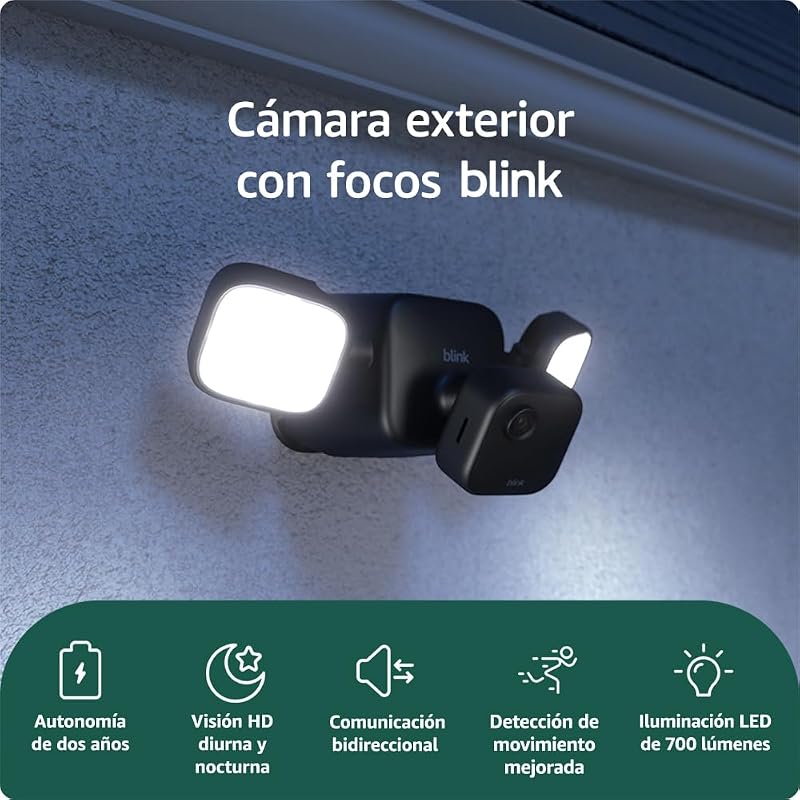 Câmara de Destaque Exterior Blink (Próxima Geração) | Câmara de Segurança Inteligente sem Fios, LED de 700 Lúmens, Autonomia de Bateria de Dois Anos | Módulo Básico de Sincronização Incluído
