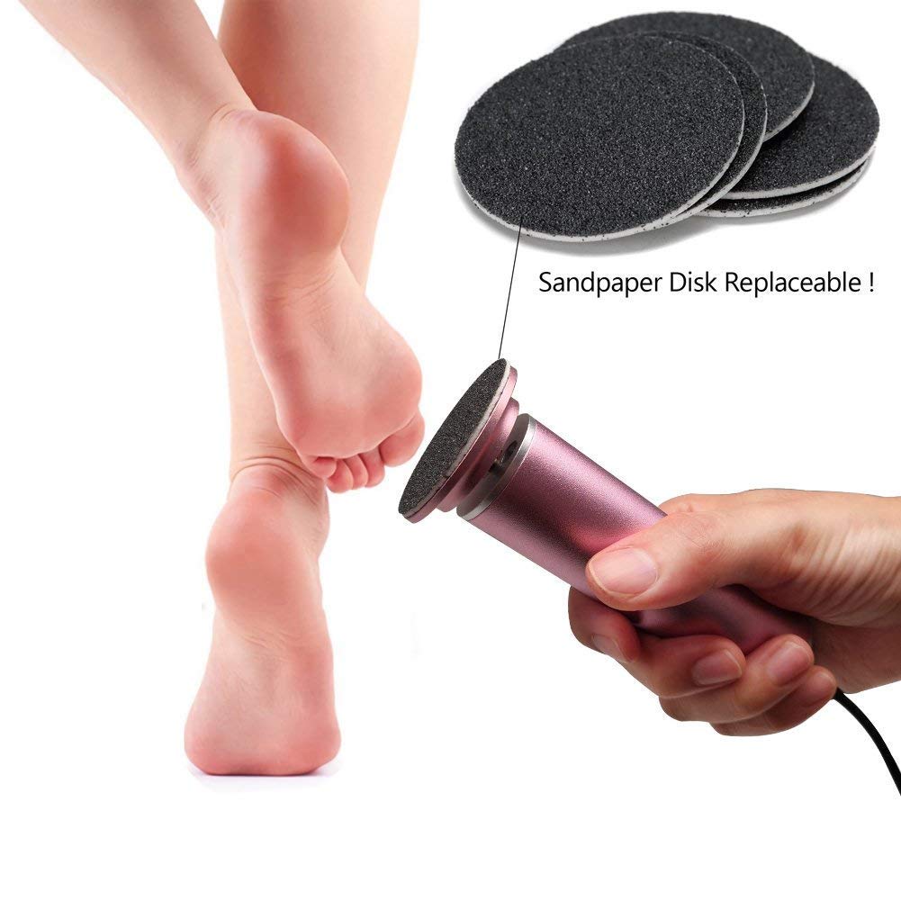 Electric Callus Remover (Adjustable Speed) with 60pcs Replacement Sandpaper Discs, Professional Pedicure Electronic Foot File Sander for Heel Dead Dry Hard Skin Removal, Pink