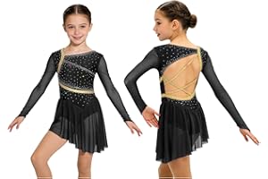 Hansber Figure Skating Dress for Girls Gymnastics Leotards Skater Dancer Costume Ballet Competition Dancewear