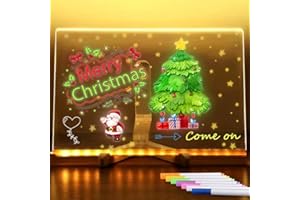 2025 LED Note Board with Colors, Acrylic Light up Message Marker Board with Angle Adjustable Stand, Memo Letter Board Note Gl