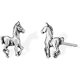Boma Jewelry Sterling Silver Prancing Pony Horse Stud Earrings