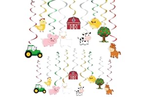 WERNNSAI Farm Animals Hanging Party Decorations - Barnyard Theme Party Supplies Hanging Swirl for Kids Birthday, Baby Shower Decor