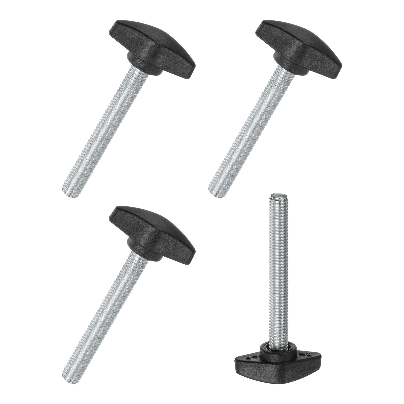 M METERXITY 4-Pack Thumb Screws, M8x55mm Tee Wing Knobs, Plastic T Handles Clamping Knob for Woodworking/Machinery/Equipment, Tightening Thread Thumbscrew [Black] — image 1