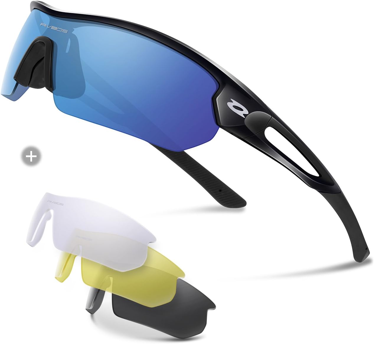 RIVBOS Polarized Sports Sunglasses Sun Glasses with 4 Interchangeable
