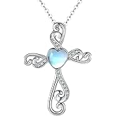 Kootwo 925 Sterling Silver Necklace Evil'S Eye/Blue Opal/Turquoise/Moonstone Religious Cross Necklace Unique Jewelry Gifts For Women Men