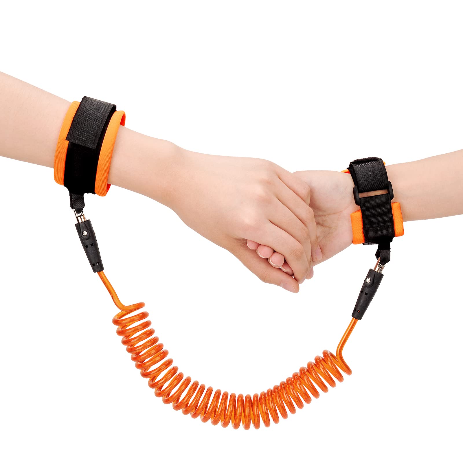 TOYESS 2.5M Anti Lost Wrist Link Belt, 360°Rotate Security Elastic Wire Rope for Baby and Toddler Reins, Safety Leash Wristband/Hand Harness for Walking and Travel Outside (Orange)