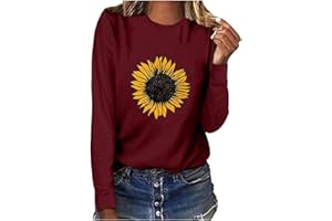 Ollysqiar Womens Crew Neck Color Block/Solid Print Sweatshirts Tops Long Sleeve Casual Pullover Cute Lightweight Loose Tops A