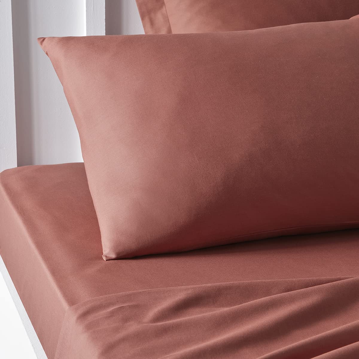 TODAY Essential 100% Cotton Plain Terracotta Pillowcase Pair