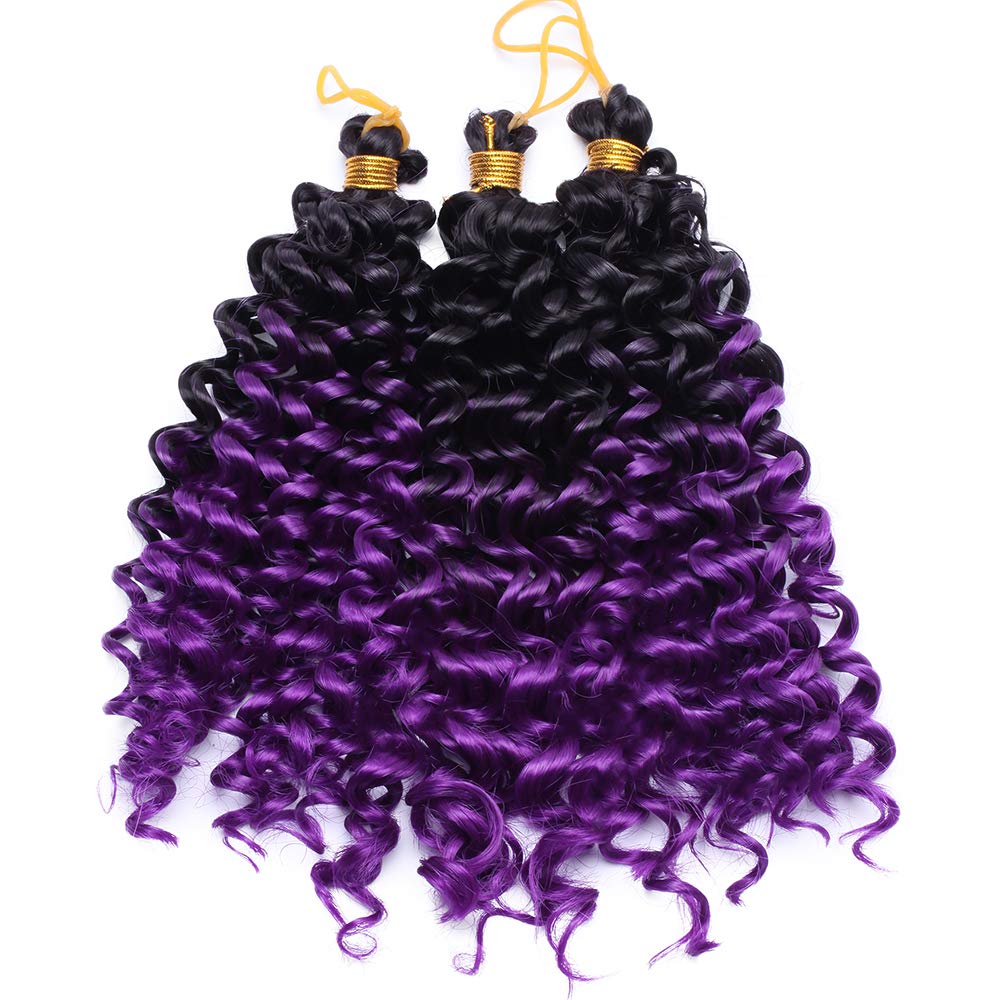 8inch Kinky Curly Braiding Hair -Black to Purple Marlybob Crochet Hair Extensions Weave Braids Synthetic Hairpiece
