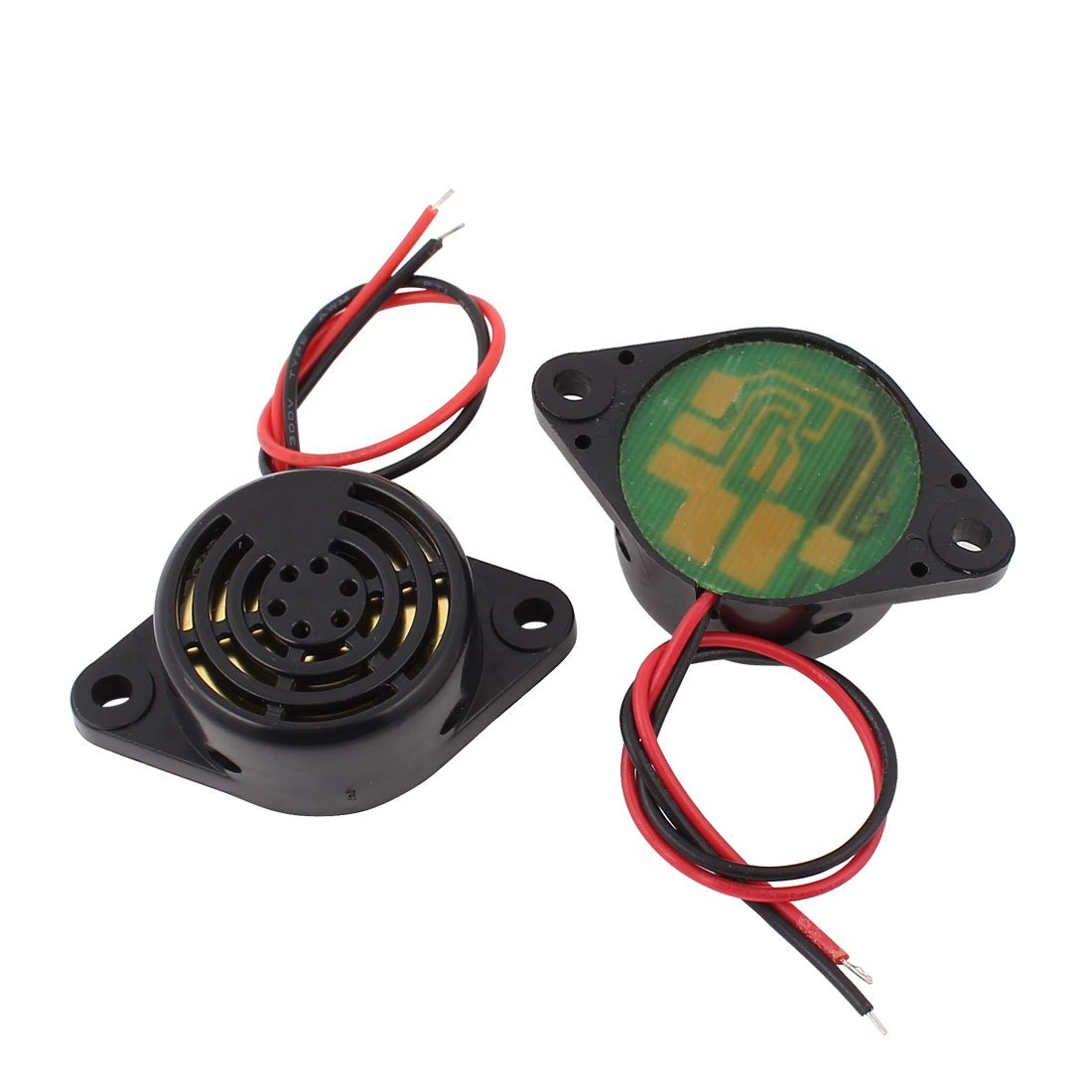 sourcingmap 2 Pcs DC 3-24V 12V 2-Wired Continuous Active Electronic Buzzer Alarm Black