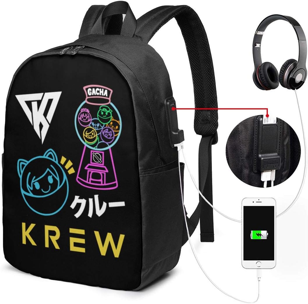 Funneh Krew USB Backpack 17 in Travel Backpack Multifunctional College Bookbag with USB Charging Port